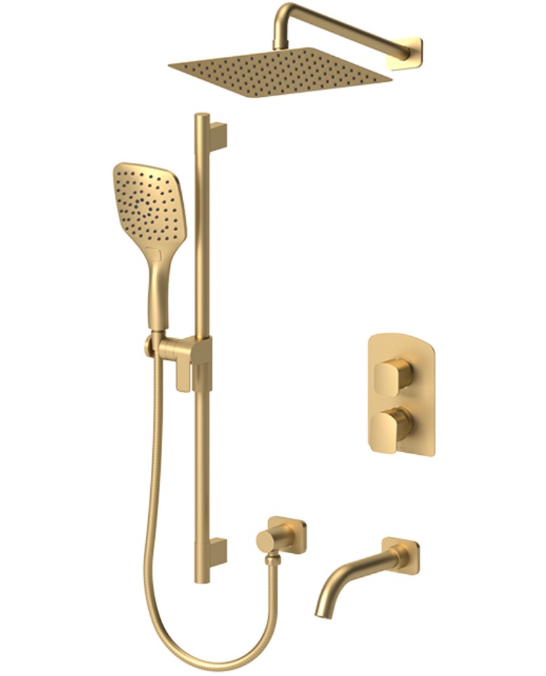 Tenzo DEPB33-501115-BG Delano T-Box Kit 3 Functions Pres Bal Brushed Gold Finish