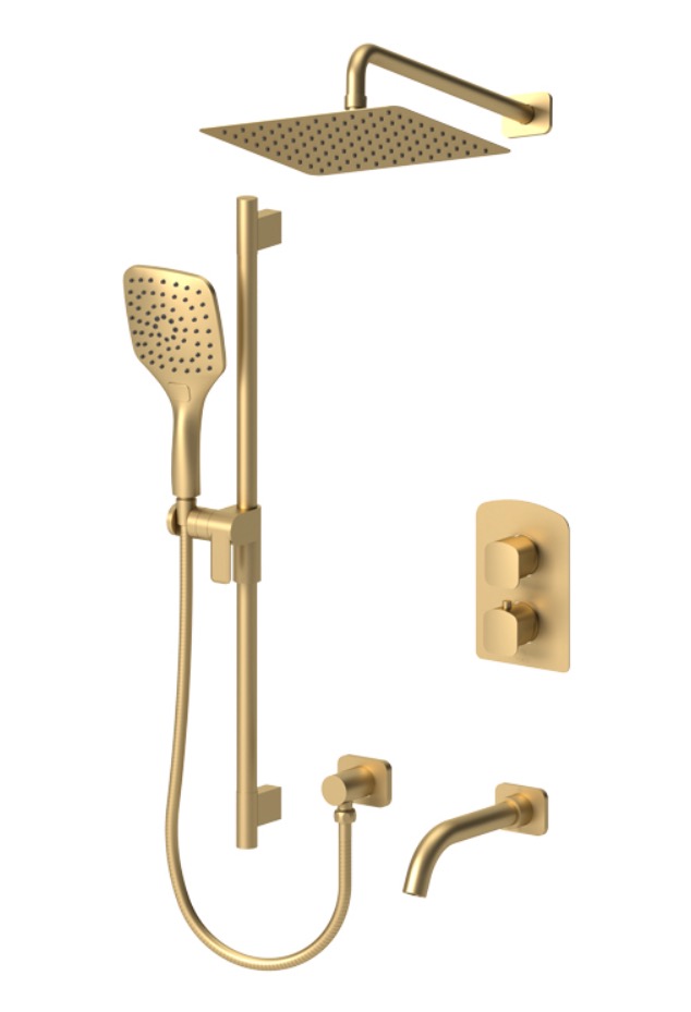 Tenzo DET33-501115-BG Delano T-Box Kit 3 Functions Thermo Brushed Gold Finish