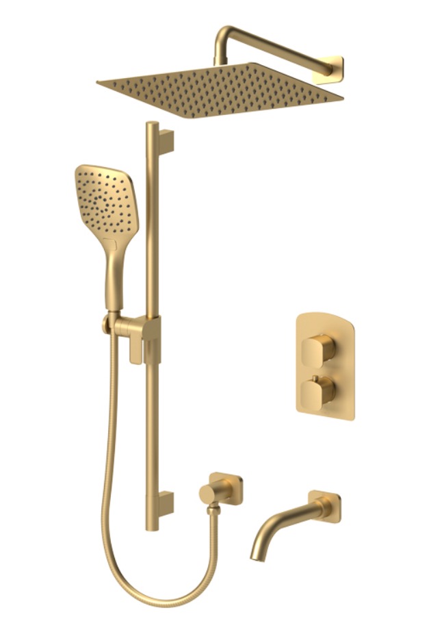 Tenzo DET33-501125-BG Delano T-Box Kit 3 Functions Thermo Brushed Gold Finish