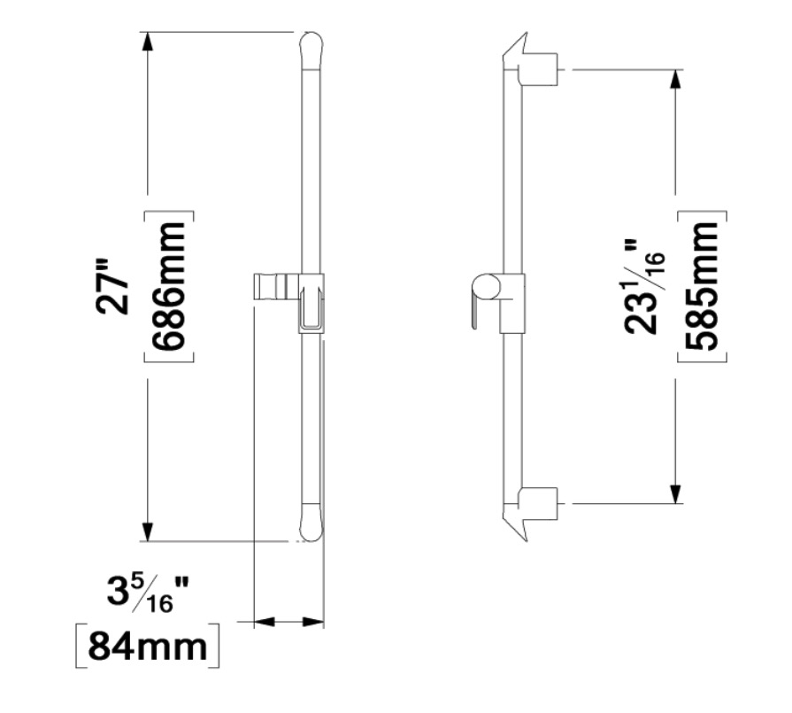Tenzo RD-33-CR Sliding Bar Chrome