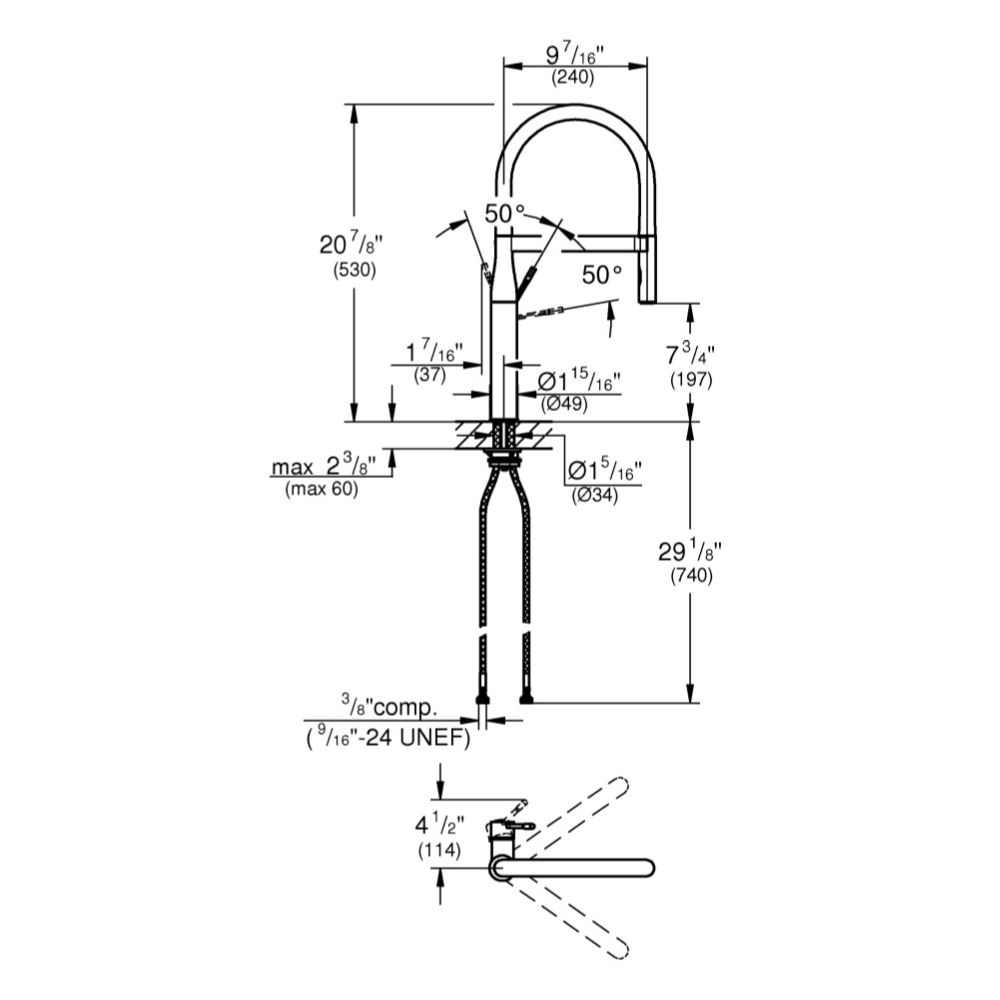 Grohe 30295DC0 Essence Professional Single Handle Kitchen Faucet Super Steel 2