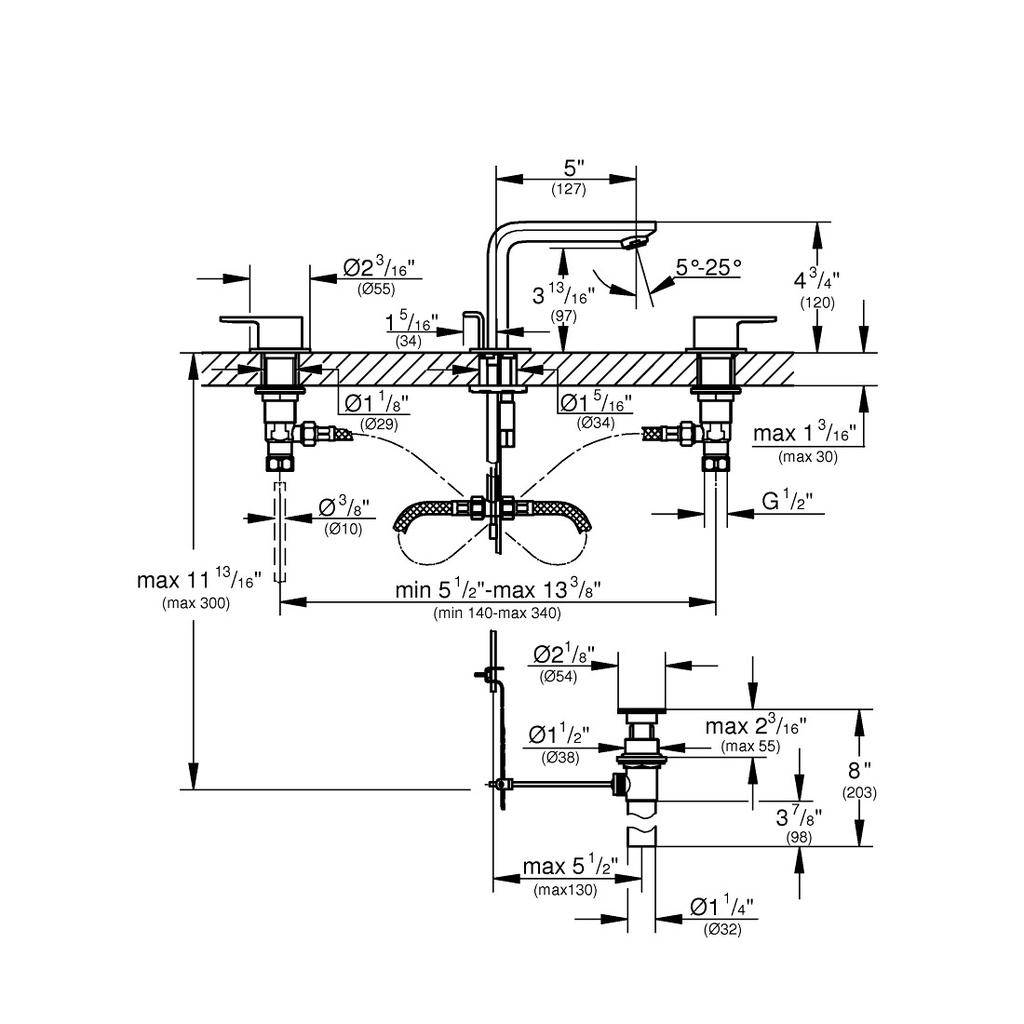 Grohe 20578ENA Lineare 8 Widespread Two Handle Bathroom Faucet M Size Brushed Nickel 2