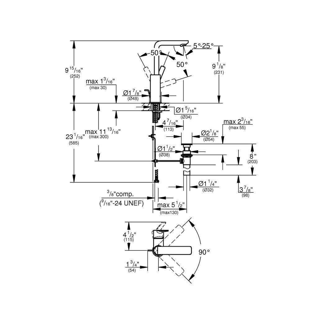 Grohe 23825ENA Lineare Single Handle Bathroom Faucet L Size Brushed Nickel 2