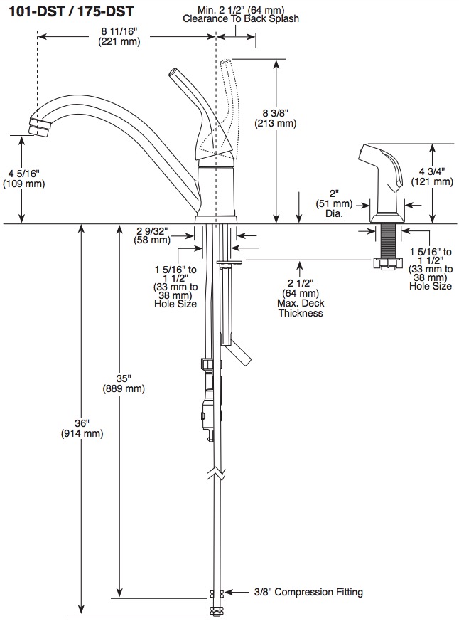 Delta 101-DST Classic 1H Kitchen Faucet Cr 