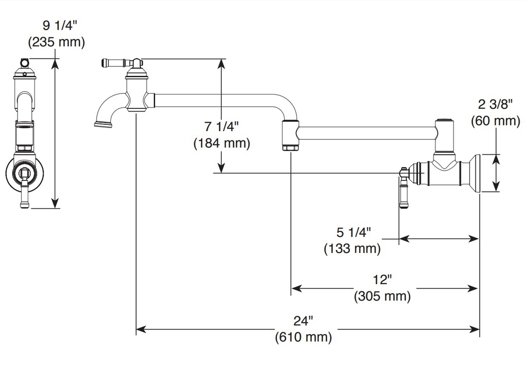 Delta 1190LFL Broderick Wall-Mount Pot Filler 2L 