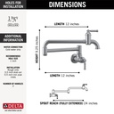 Delta 1190LFL-AR Broderick Wall-Mount Pot Filler 2L 