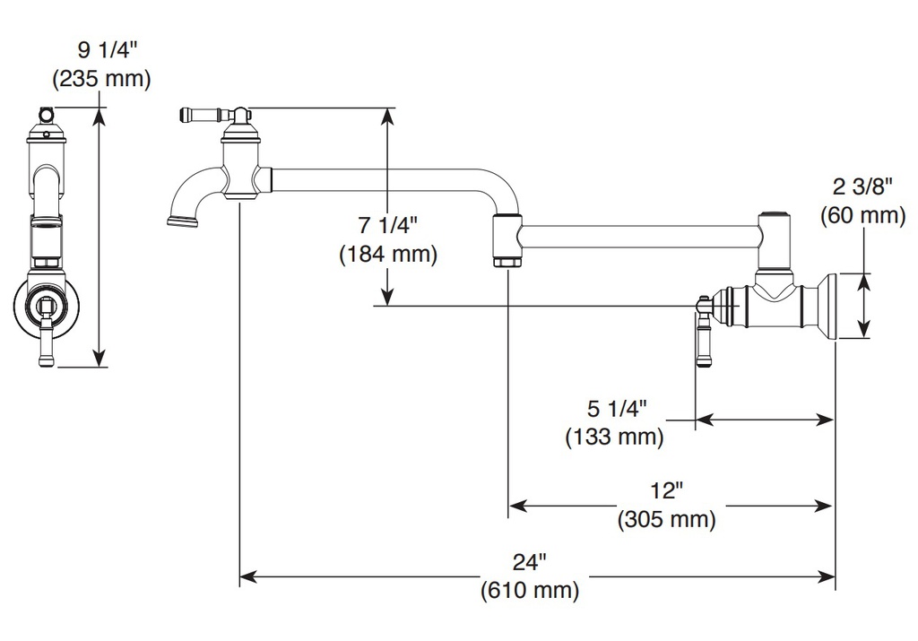 Delta 1190LFL-AR Broderick Wall-Mount Pot Filler 2L 