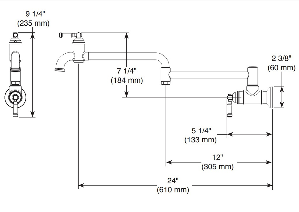 Delta 1190LFL-BL Broderick Wall-Mount Pot Filler 2L