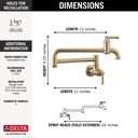 Delta 1190LFL-CZ Broderick Wall-Mount Pot Filler 2L 