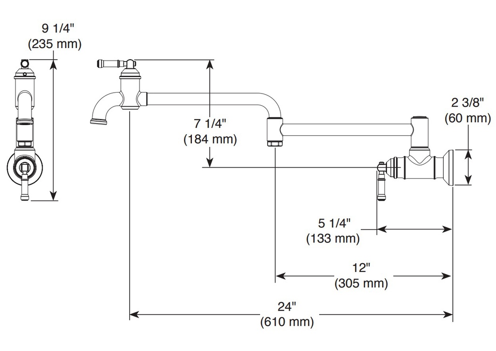 Delta 1190LFL-CZ Broderick Wall-Mount Pot Filler 2L 