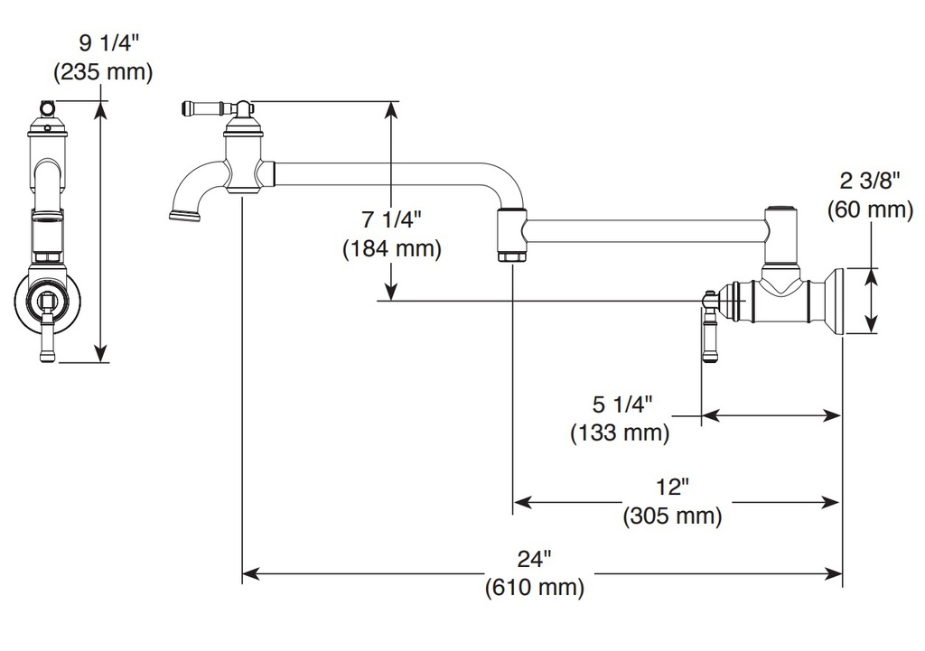 Delta 1190LFL-KS Broderick Wall-Mount Pot Filler 2L 