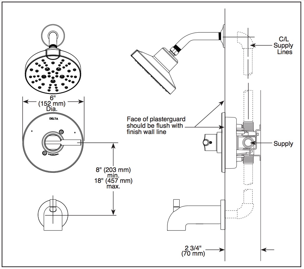 Delta 142749 Shower Rough & Trim 1L 14S