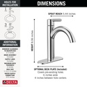 Delta 15749LF Single-Hole Bathroom Faucet 1L