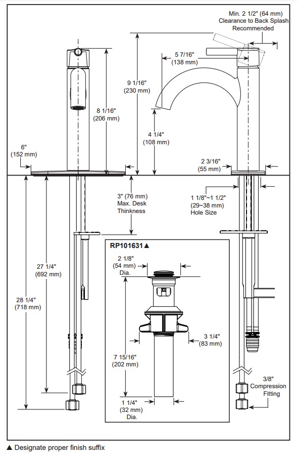 Delta 15749LF Single-Hole Bathroom Faucet 1L