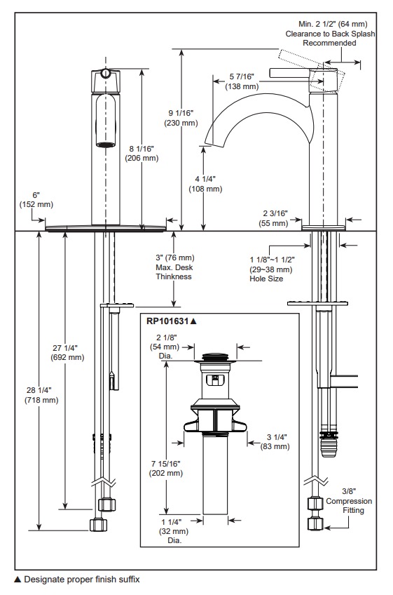Delta 15749LF-BL Single-Hole Bathroom Faucet 1L