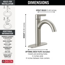 Delta 15749LF-SS Single-Hole Bathroom Faucet 1L