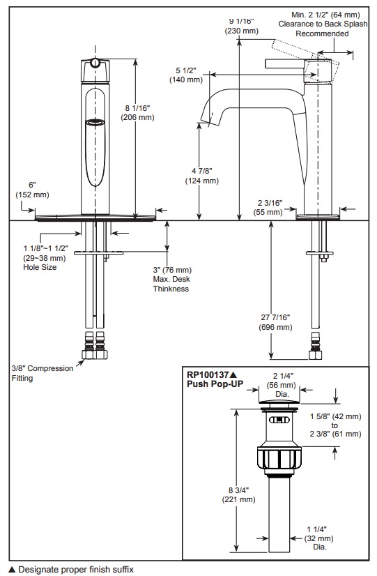 Delta 15849LF-CZ Single-Hole Bathroom Faucet 1L