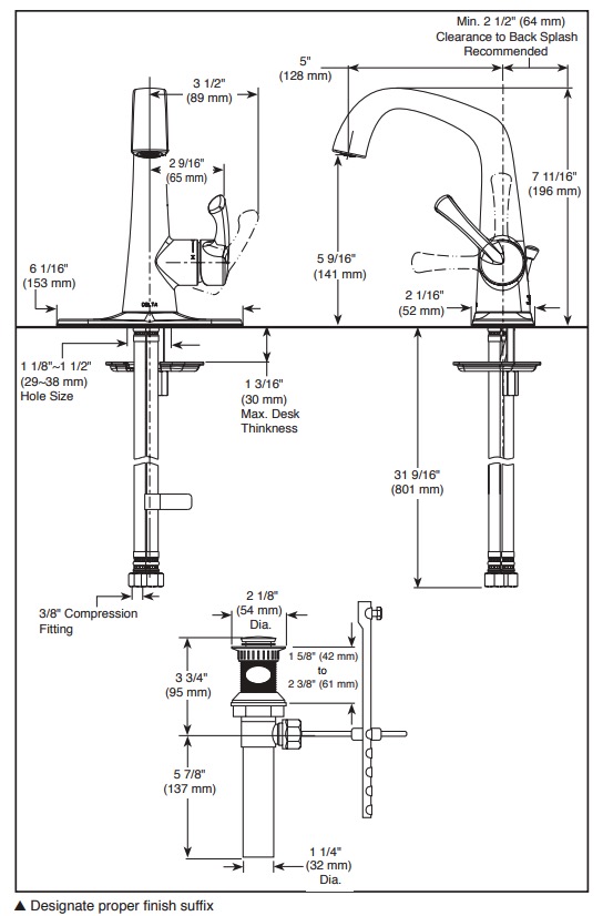 Delta 15890LF Larkin Centerset Bathroom Faucet 1L