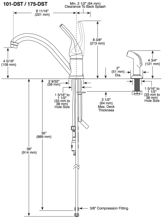 Delta 175-DST Classic 1H Kit Fct W/Spray Cr 