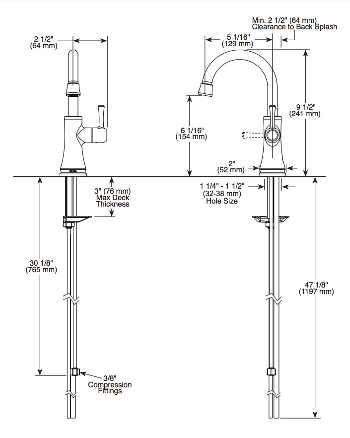 Delta 1920-AR-DST Beverage Faucets Beverage Faucet Transitional
