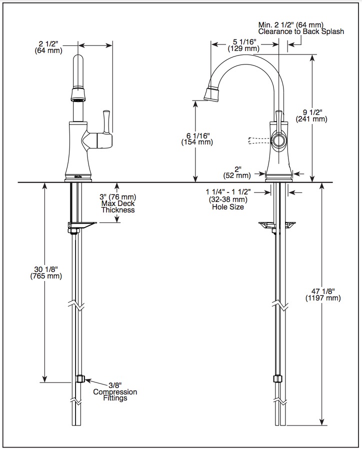Delta 1920-BL-DST Beverage Faucets Transitional Beverage Faucet