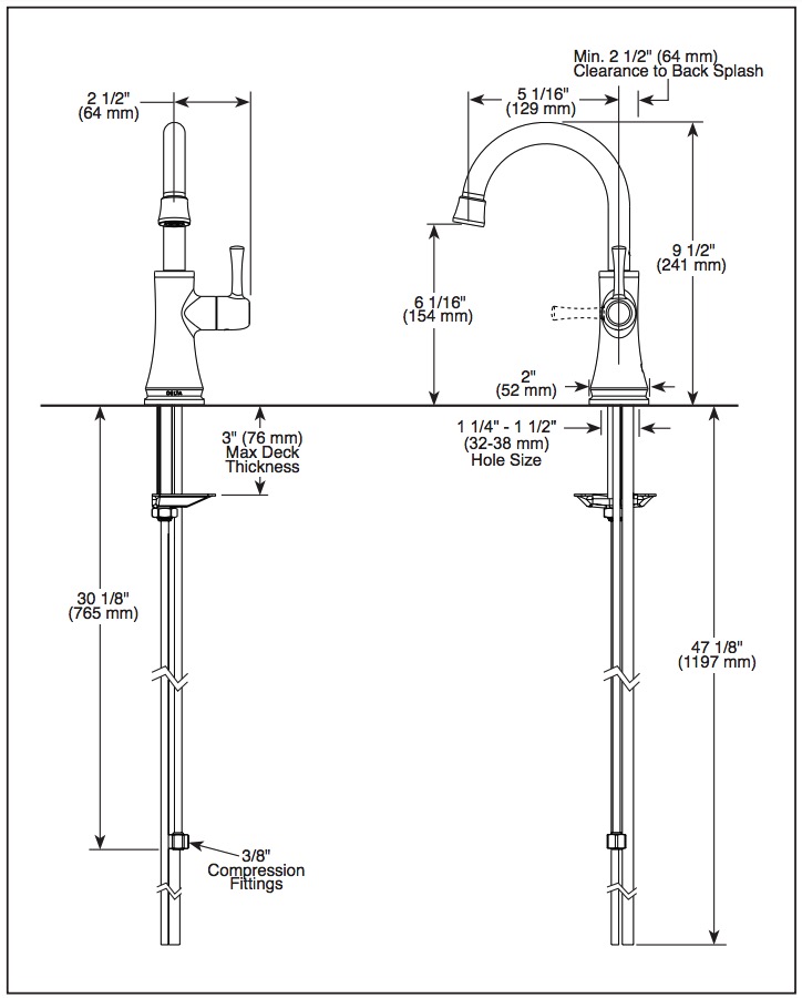 Delta 1920-RB-DST Beverage Faucets Transitional Beverage Faucet
