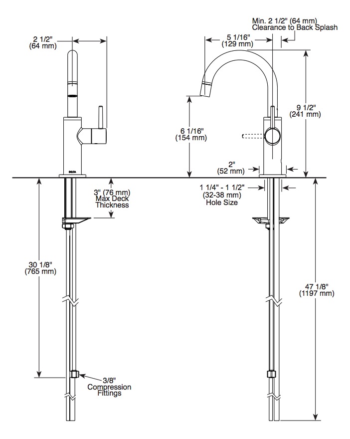 Delta 1930-AR-DST Beverage Faucets Beverage Faucet Contemporary Round