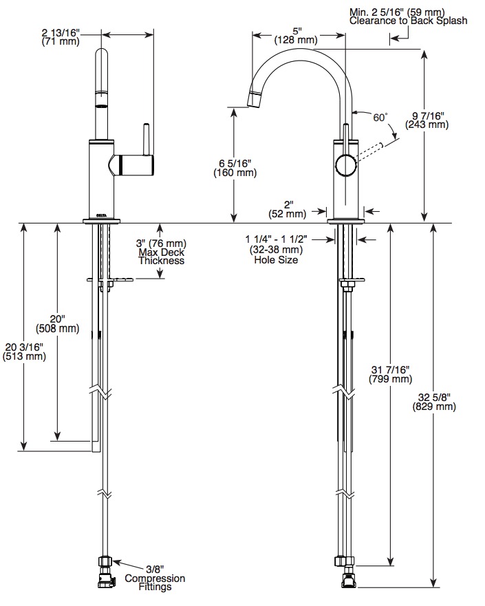 Delta 1930LF-H-AR Insta-Hot Beverage Faucet Contemp Round