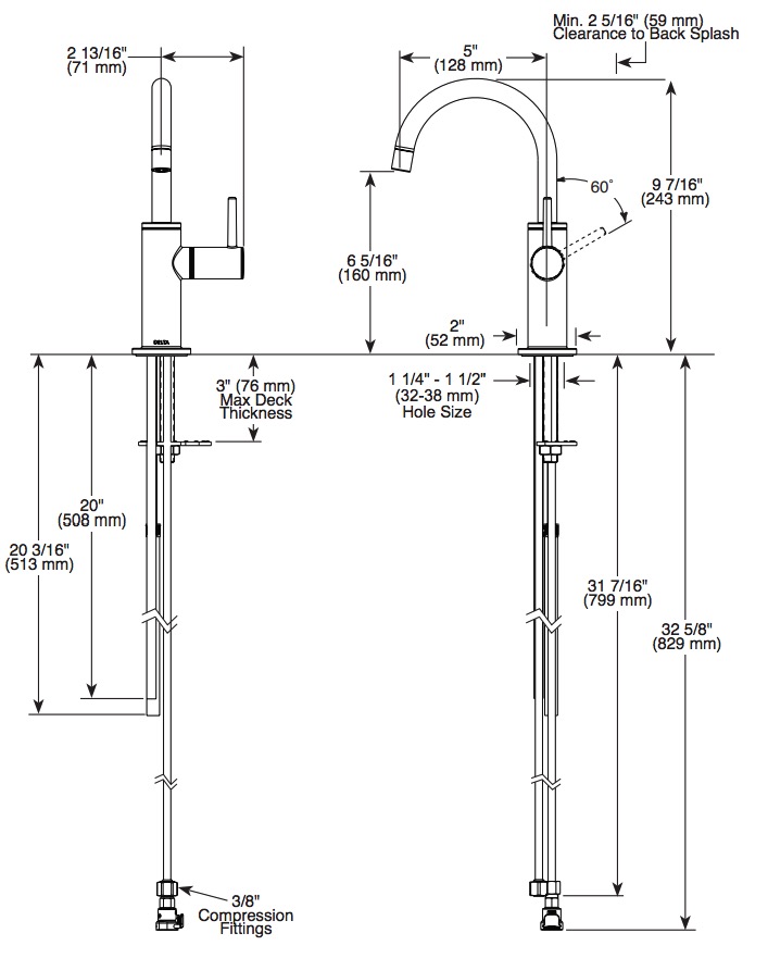 Delta 1930LF-H-CZ Insta-Hot Beverage Faucet Contemp Round