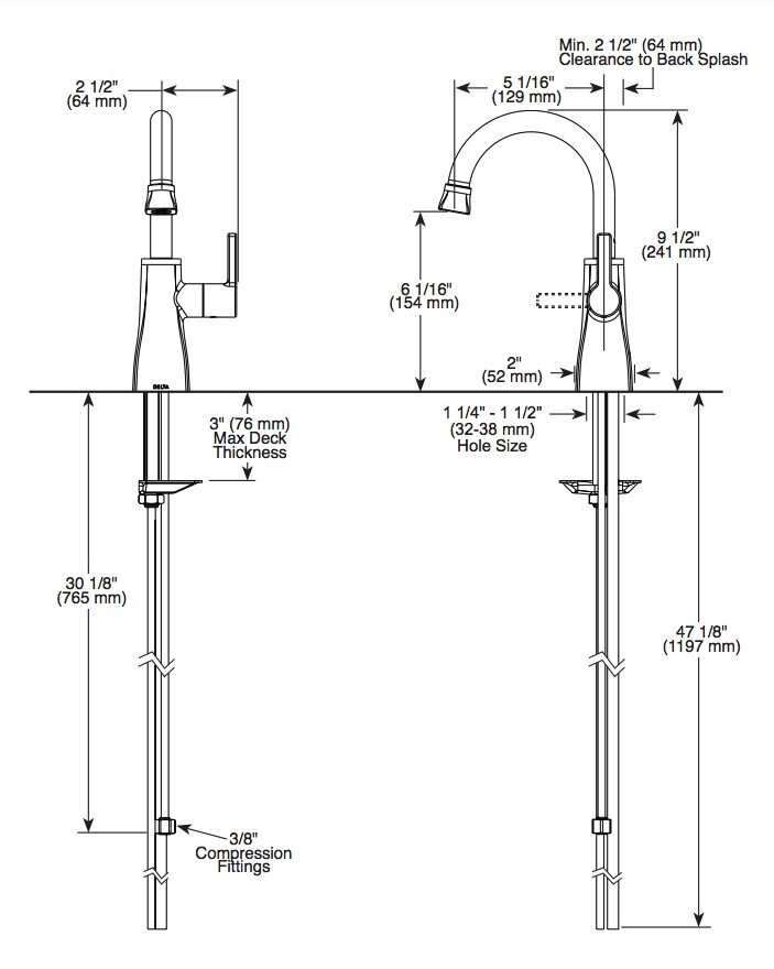 Delta 1940-RB-DST Beverage Faucets Beverage Faucet Contemporary Square