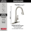 Delta 19802TZ-SP-DST Touch2O Pull-Down Kitchen Faucet 1L