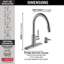 Delta 19933-SPSD-DST Trask Single Handle Pull-Down Kitchen Faucet With Soap Dispenser