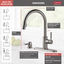 Delta 19933-SPSD-DST Trask Single Handle Pull-Down Kitchen Faucet With Soap Dispenser