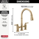 Delta 2390L-CZ-DST Broderick Pull-Down Bridge Kit W/Shieldspray 2L 