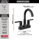 Delta 2559-BLMPU-DST Two Handle Centre Set Faucet