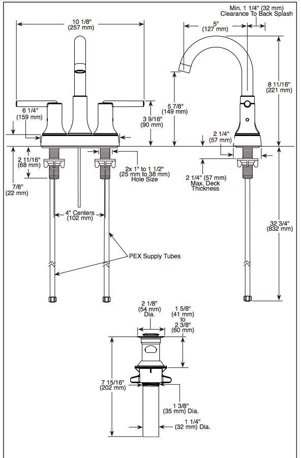 Delta 2559-BLMPU-DST Two Handle Centre Set Faucet