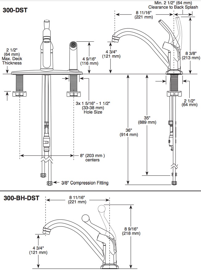 Delta 300-DST Classic 1H Kit Fct W/Spray Cr