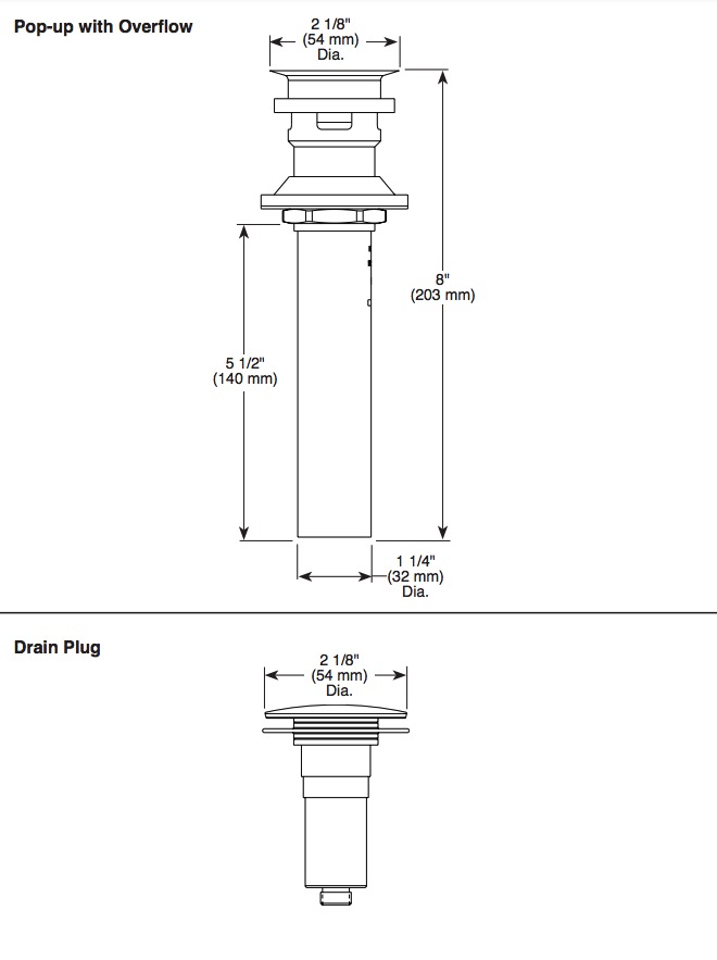 Delta 33W576RB Push Pop-Up Assembly 