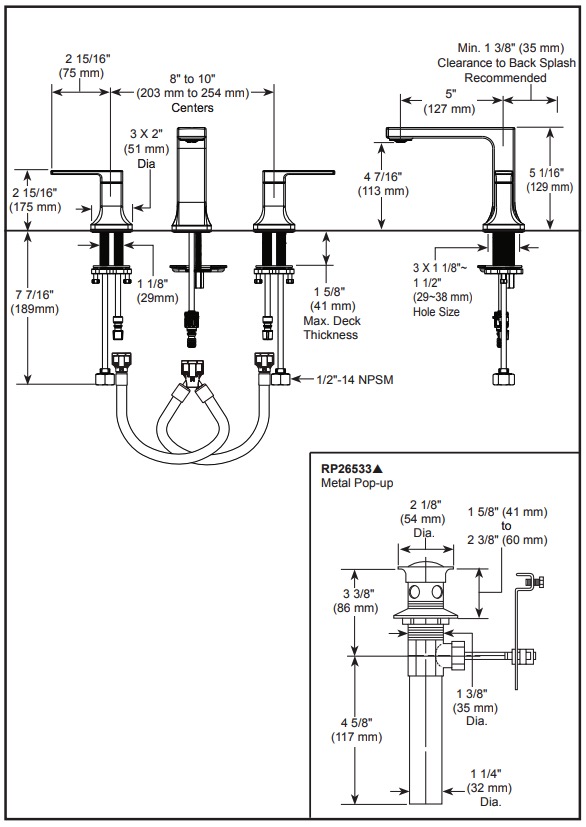 Delta 3537LF-CZMPU Two Handle Widespread Bathroom Faucet