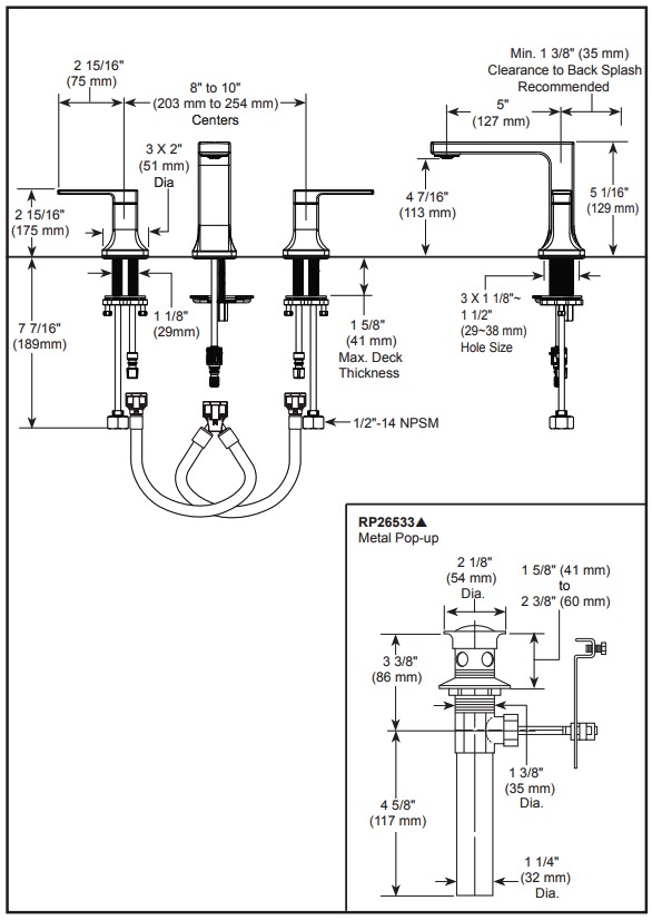Delta 3537LF-MPU Two Handle Widespread Bathroom Faucet