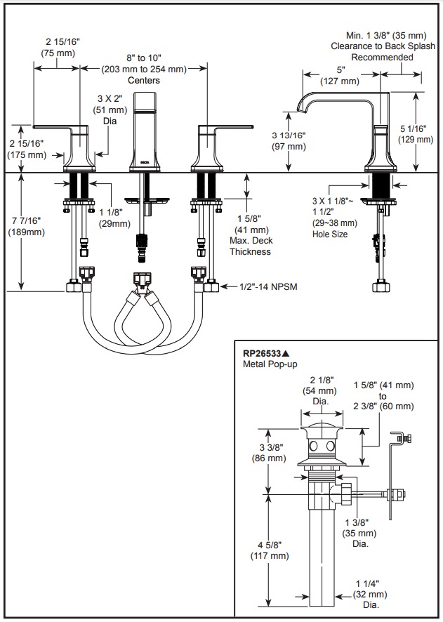 Delta 3539LF-SSMPU Two Handle Widespread Bathroom Faucet Cu