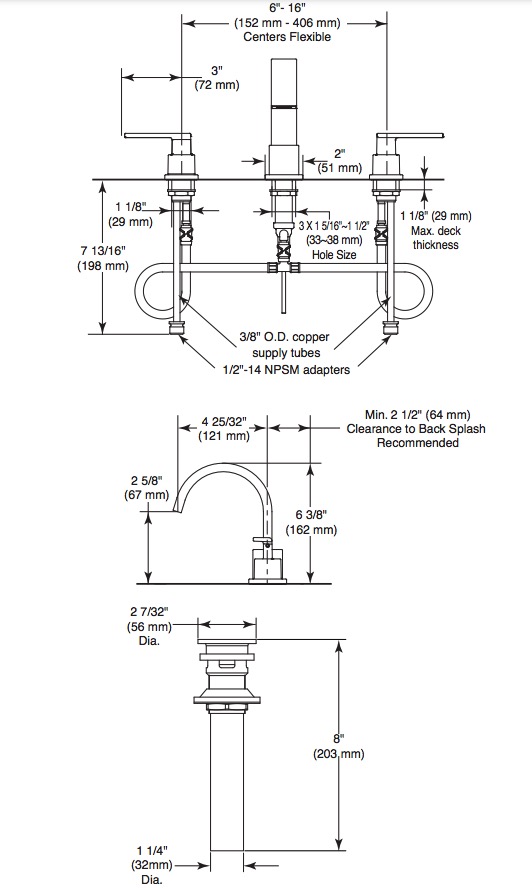 Delta 3553LF-RB Vero Two Handle Widespread Lavatory 