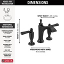 Delta 3556-BLMPU-DST Dorval Widespread Bathroom Faucet 