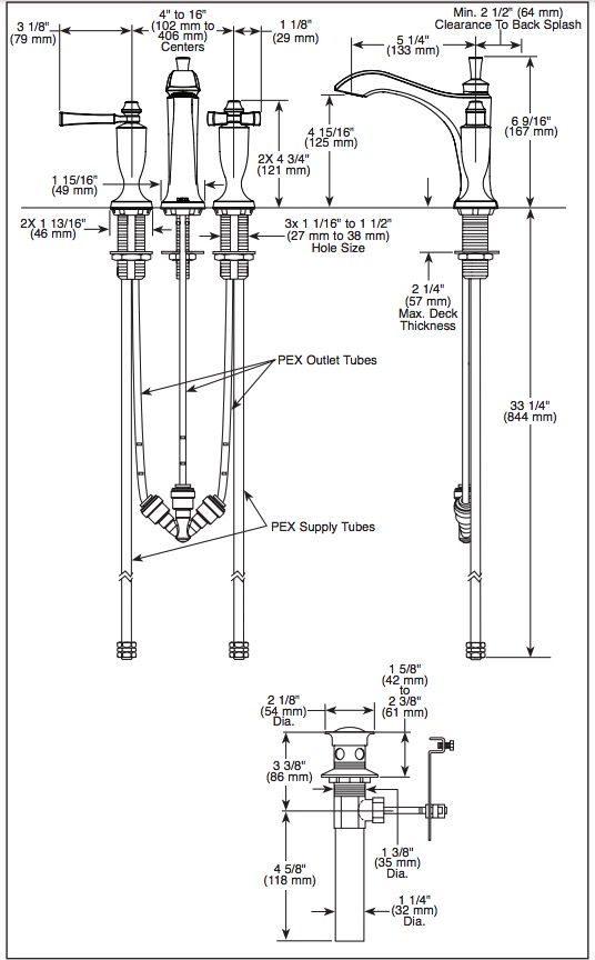 Delta 3556-GSMPU-DST Dorval Widespread Bathroom Faucet 