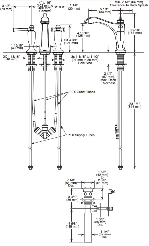 Delta 3557-BLMPU-DST Dorval Widespread Bathroom Faucet 