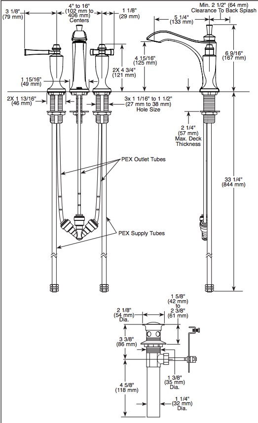 Delta 3557-CZMPU-DST Dorval Widespread Bathroom Faucet 