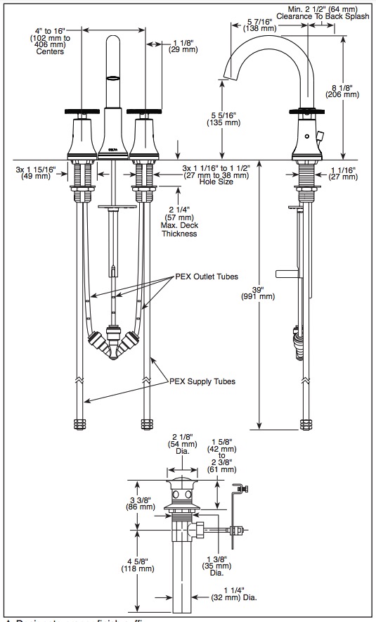 Delta 3558-MPU-DST Trinsic Widespread Bathroom