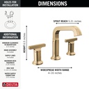 Delta 35587-CZ-PR-DST Tetra Two Handle Widespread Bathroom Faucet
