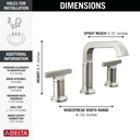 Delta 35587-SS-PR-DST Tetra Two Handle Widespread Bathroom Faucet