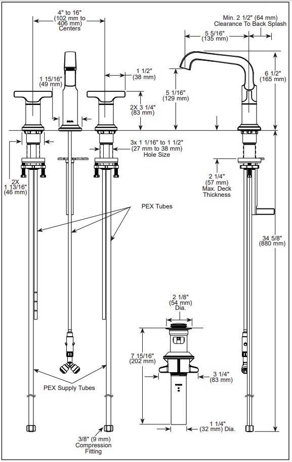 Delta 35587-SS-PR-DST Tetra Two Handle Widespread Bathroom Faucet